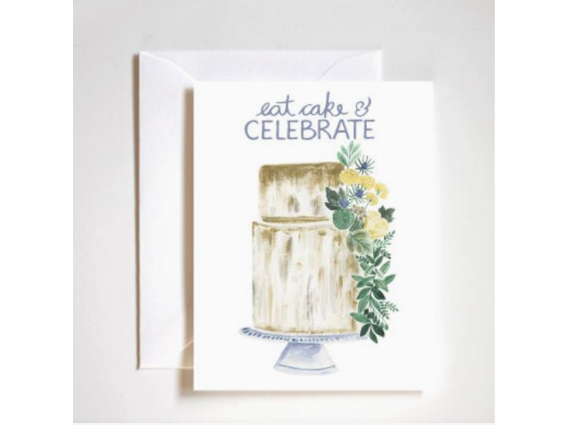 Stephanie Tara Stationery Eat Cake & Celebrate Wedding Greeting Card