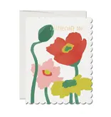 Red Cap Cards Scalloped Poppy thank you greeting card