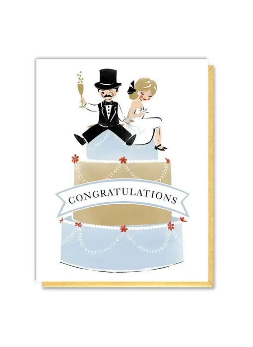 Newlyweds on Wedding Cake Card