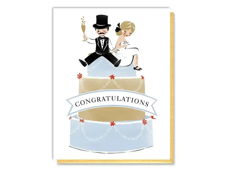 Driscoll Design Newlyweds on Wedding Cake Card