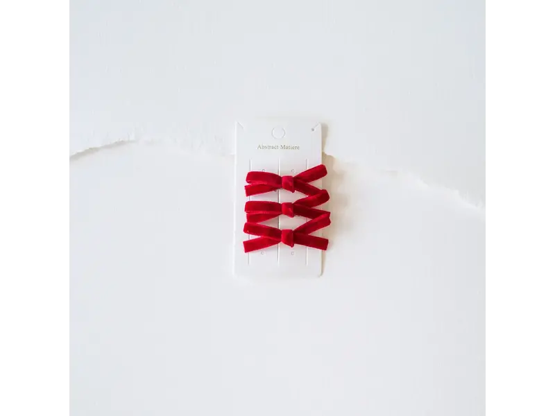 Tiepology Little Velvet Ribbon Hair Pin Set Red