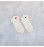 Tiepology Mini Heart Ankle Socks Beige/Red