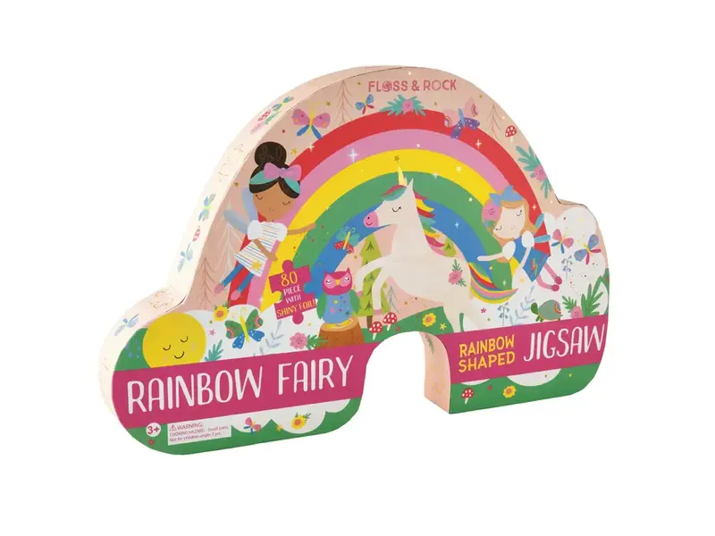 Floss and Rock Rainbow Fairy 80pc "Rainbow" Shaped Jigsaw with Shaped Box
