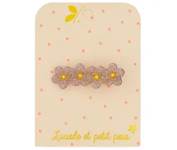 4 sakura flower hair clip - Pink glitter