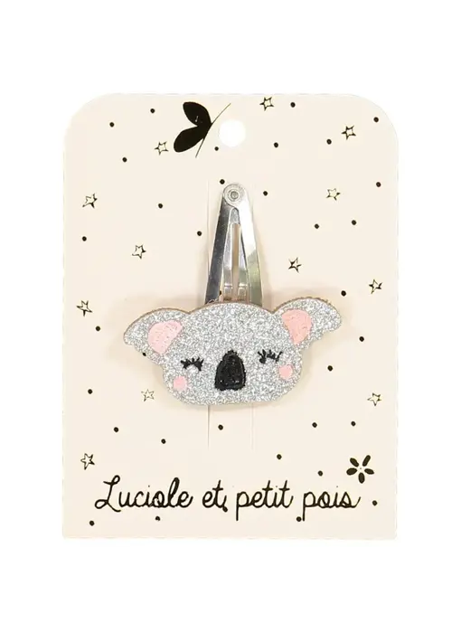 Koala hair clip - Silver glitter