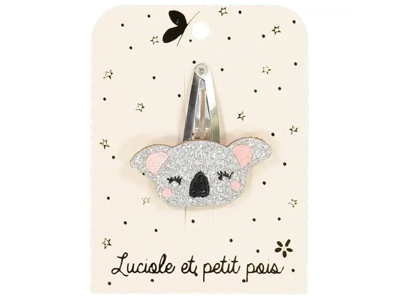 Luciole et Petit Pois Koala hair clip - Silver glitter