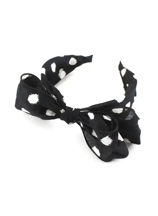 Polka Dots Bow Headband Black