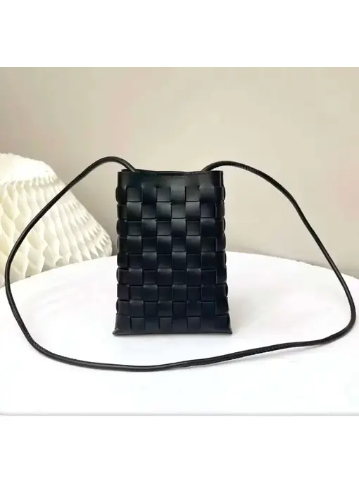 Small Woven Crossbody Bag Black