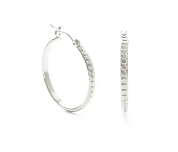 Beaded Hoops 1.25" Silver