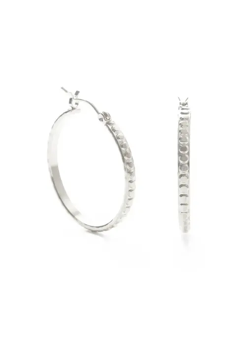 Beaded Hoops 1.25" Silver