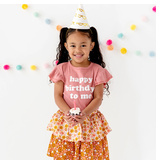 Benny & Ray Happy Birthday to me Toddler Girl Ruffled Top Mauve