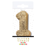 Party Partners 1 Glitter Number Candle Gold
