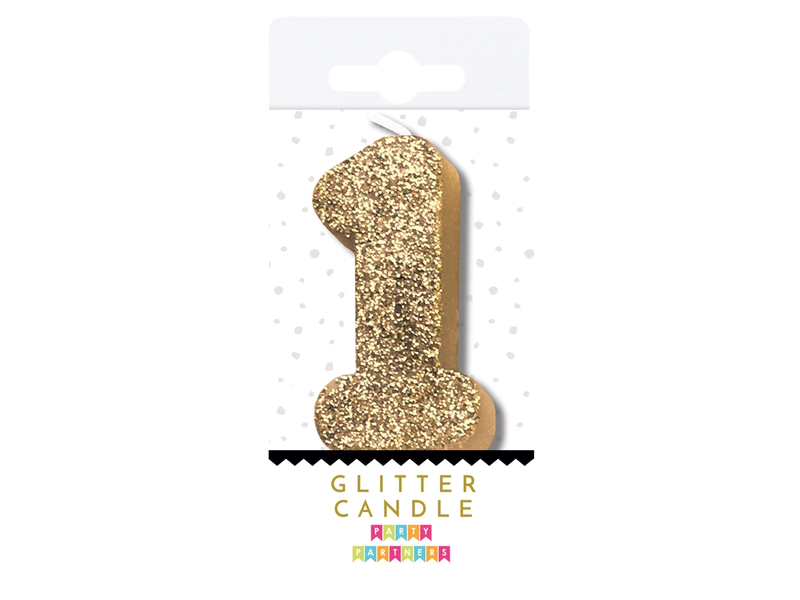 Party Partners 1 Glitter Number Candle Gold
