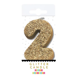Party Partners 2 Glitter Number Candle Gold