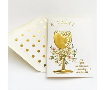 A Toast Gold Embossed Engagement Greeting Card