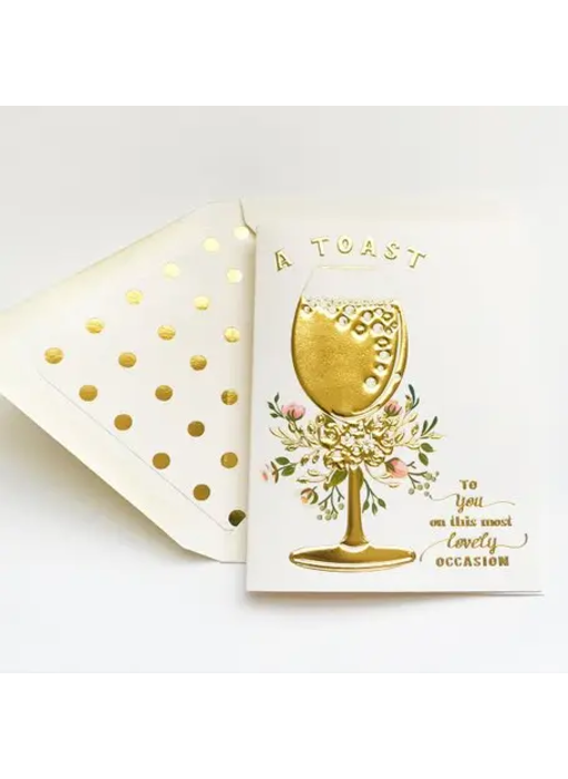 A Toast Gold Embossed Engagement Greeting Card