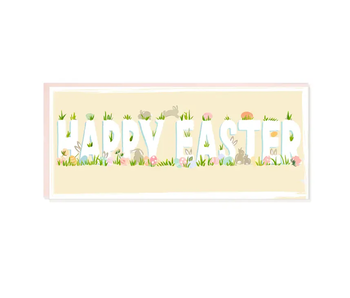 Happy Easter Bunny with Spring Grass Greeting Card