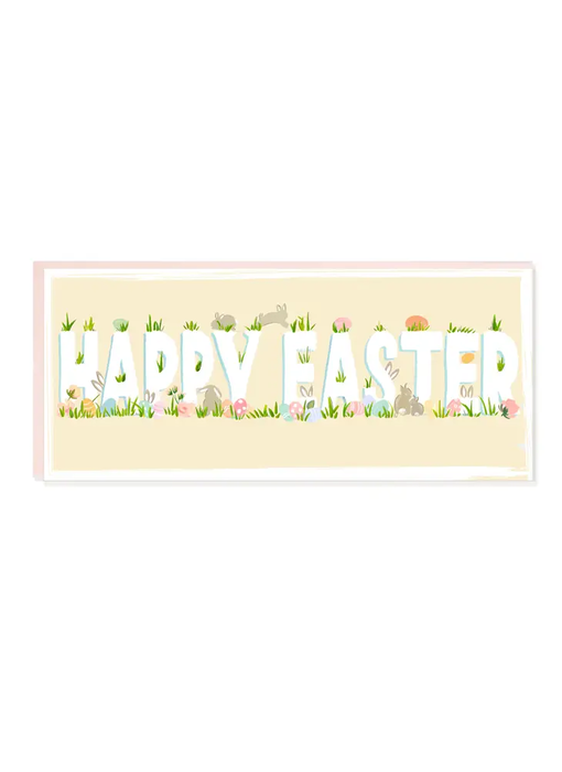 Happy Easter Bunny with Spring Grass Greeting Card