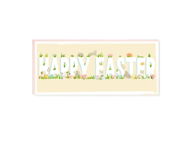 The First Snow Happy Easter Bunny with Spring Grass Greeting Card