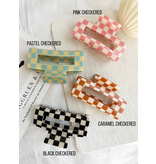 LoveLina Black Checkered Jumbo 4" Acetate Hair Claw Clip