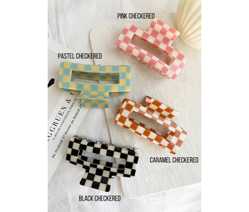 Black Checkered Jumbo 4" Acetate Hair Claw Clip