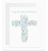 9th Letter Press Blue First Communion Card