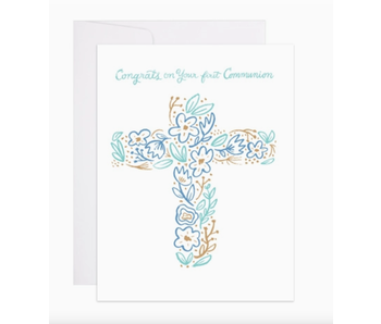 Blue First Communion Card
