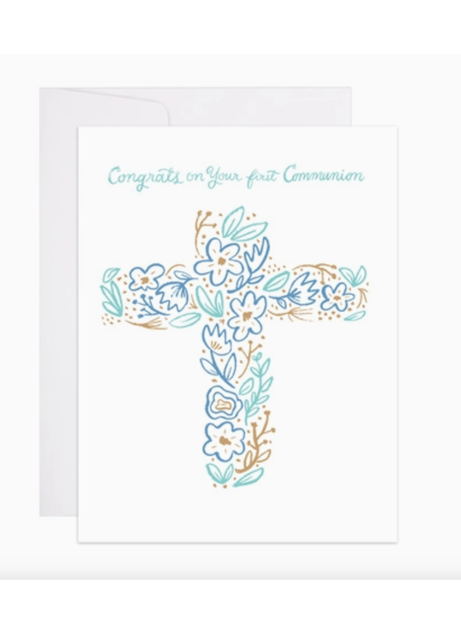 Blue First Communion Card