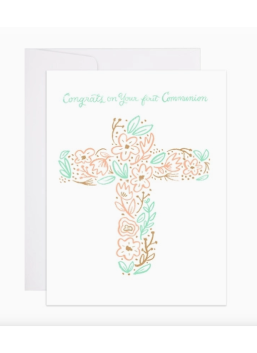 Pink First Communion Card