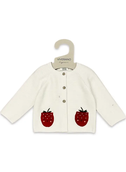 Strawberry Embroidered Cardigan (Organic )