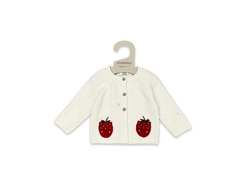 Viverano Organics Strawberry Embroidered Cardigan (Organic )