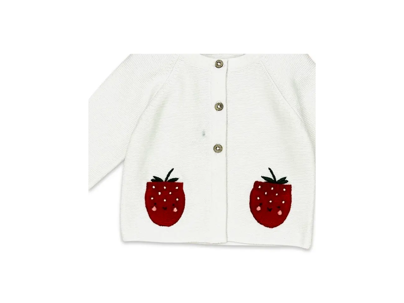Viverano Organics Strawberry Embroidered Cardigan (Organic )