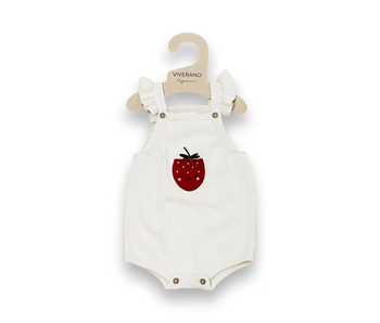 Strawberry Embroidered Romper (Organic ) - Natural