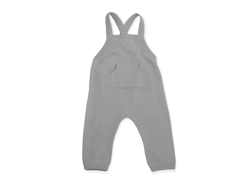 Viverano Organics Milan Knit Kangaroo Pocket Overall with L/S Bodysuit Set - Grey