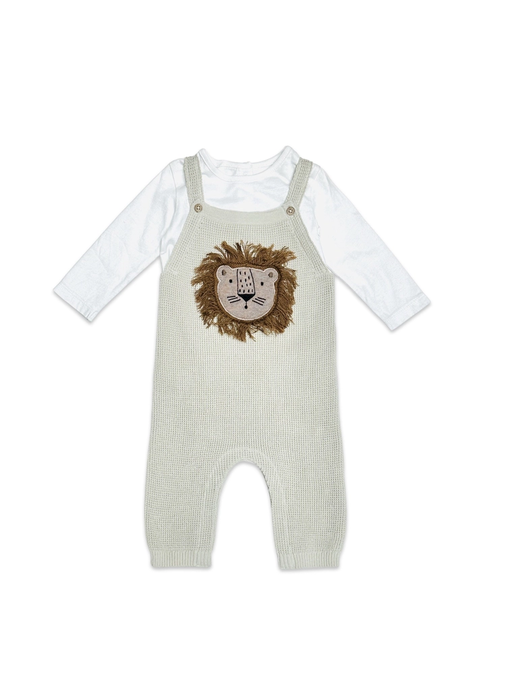 Lion Applique Baby Overall Knit Set (Organic Cotton)