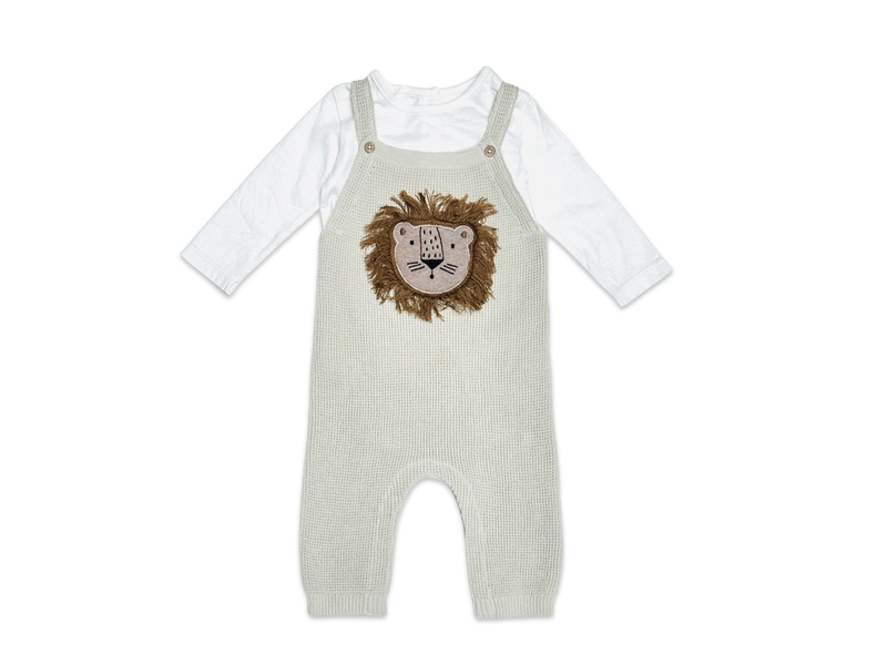 Viverano Organics Lion Applique Baby Overall Knit Set (Organic Cotton)