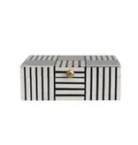 Bloomingville Resin Box w/ Striped Block Pattern & Gold Knob, Black & White