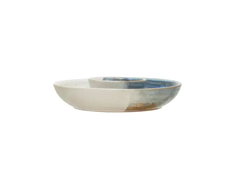 Bloomingville Hand-Painted Stoneware Chip and Dip, Reactive Glaze