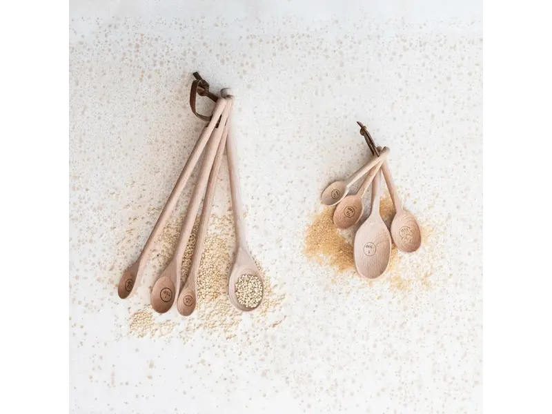 Creative Co-OP Carved Beech Wood Measuring Spoons, Set of 4