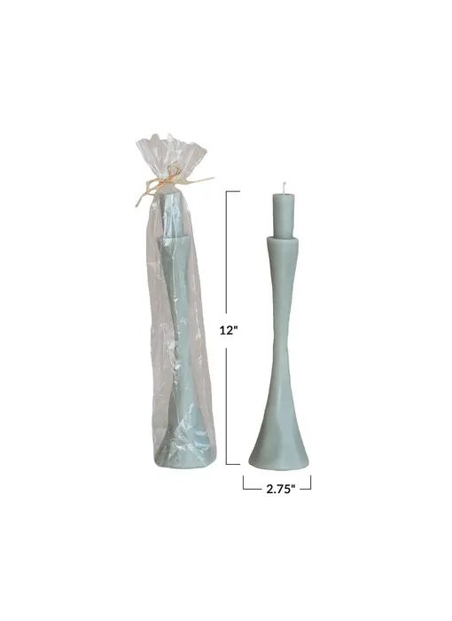 Unscented Taper in Taper Holder Shaped Candle, Grey
