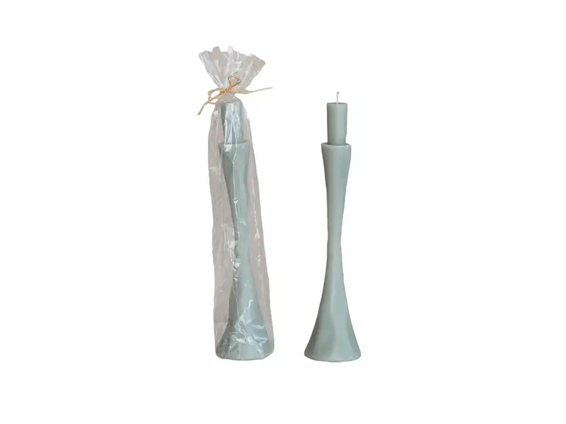 Creative Co-OP Unscented Taper in Taper Holder Shaped Candle, Grey