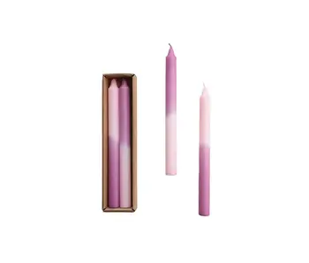 Unscented Taper Candles, Pink & Lilac Ombre, Set of 2