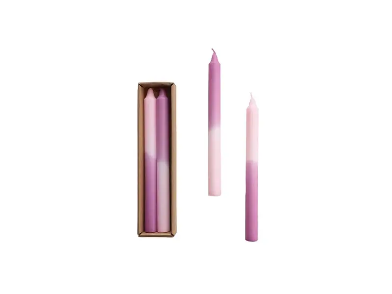 Creative Co-OP Unscented Taper Candles, Pink & Lilac Ombre, Set of 2