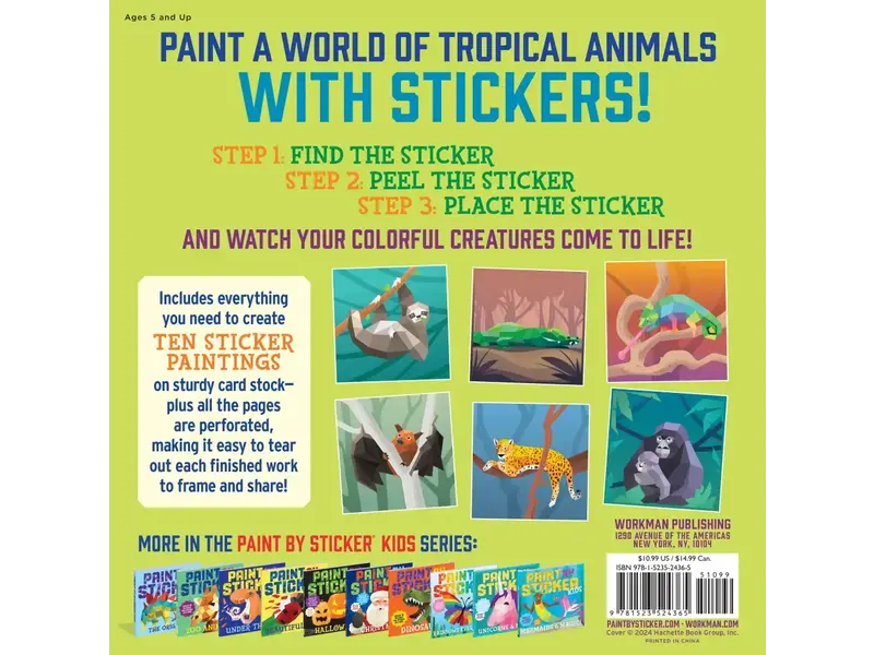 Hachette/Workman Paint by Sticker Kids: Rainforest Animals