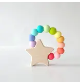 Bannor Toys Star Charm Wood and Silicone Teething Toy for Baby - Confetti