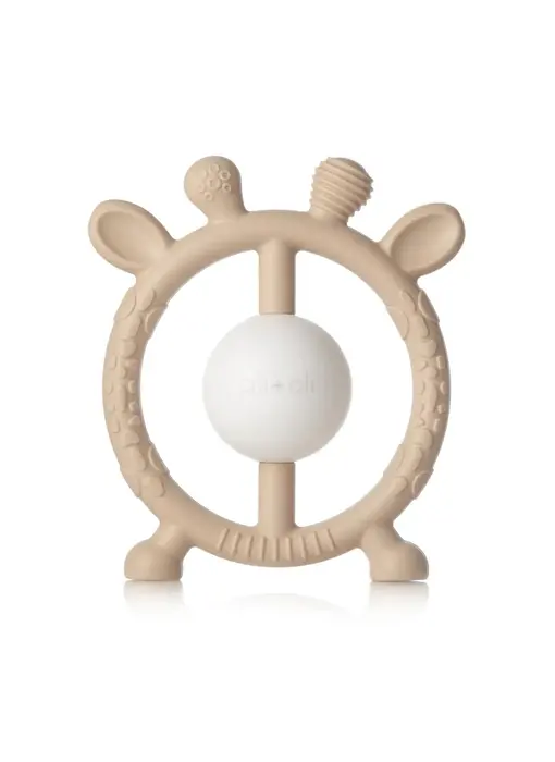 Giraffe Teether & Rattle Food-Grade Silicone Toy (Taupe)