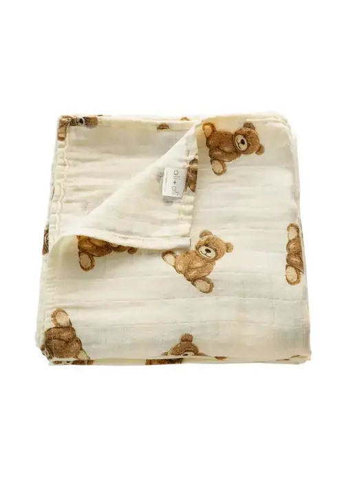 Muslin Swaddle Blanket (Teddy Bear)