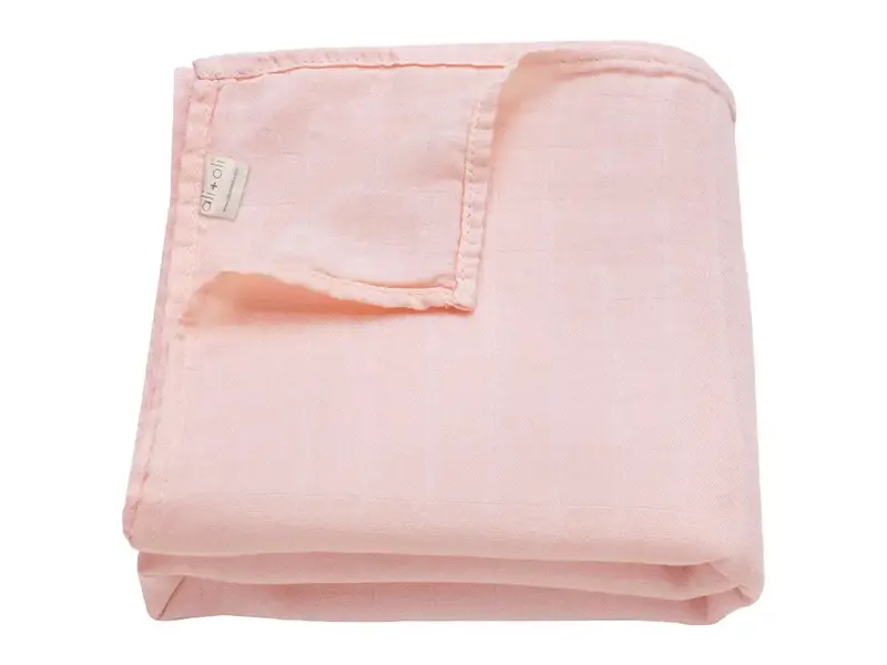 Ali + Oli Bamboo Muslin Swaddle Blanket (Soft Pink)