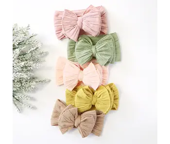 Cable knit Big bow Baby headband - coffee
