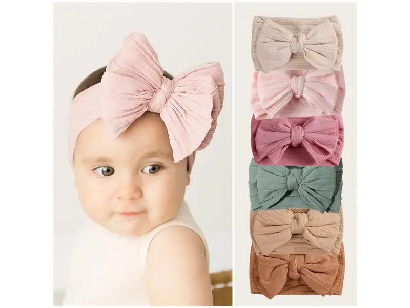 Aubrey Gianna's Boutique Cable knit Big bow Baby headband - rose